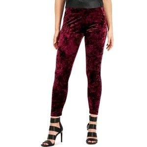 INC High Rise, Contour Waist, Crushed Velvet Leggings. Black Current. MSRP $39.9